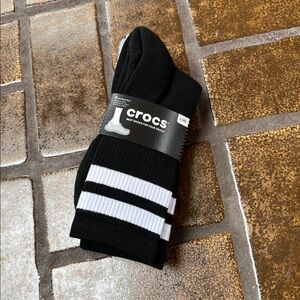 NWT Crocs 3 Pair Black Gray & White Crew Socks